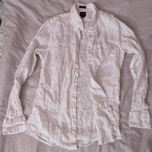 J. Crew XS Slim White Linen Button Down Shirt